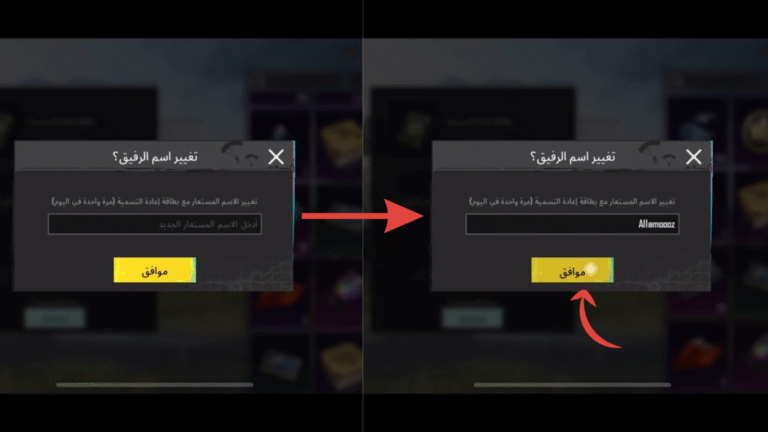 الخطوة3 لتغيير الاسم في ببجي